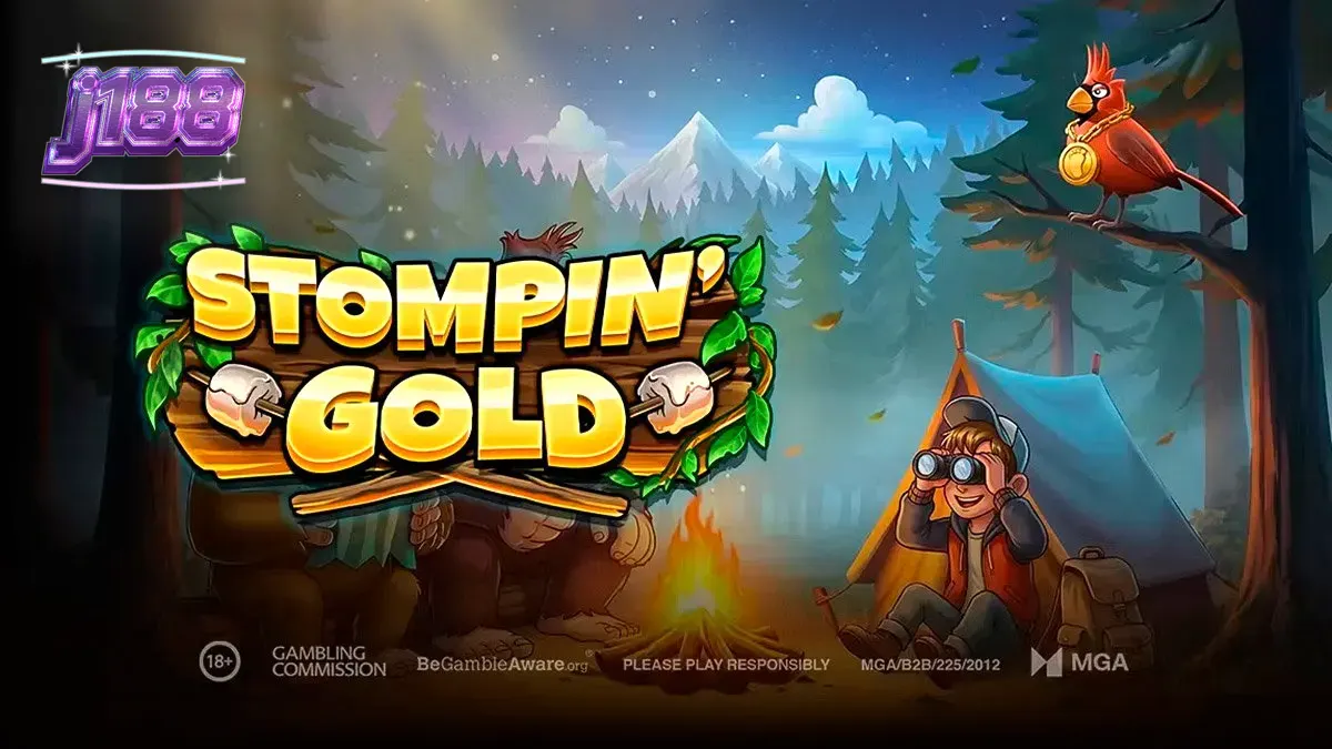 Giao diện trò chơi Stompin’ Gold với nhân vật Jack Tracker và bối cảnh rừng rậm huyền bí